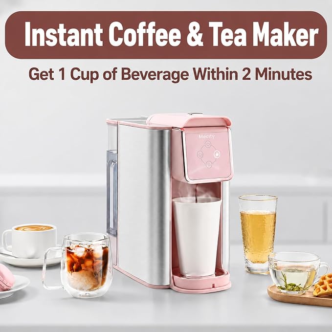 Mecity Pink Coffee Maker 3-in-1 Single Serve Coffee Machine, For Flat Bottom Coffee Capsule, Ground Coffee, 6 to 10 Ounce Cup, Removable 50 Oz Water Reservoir, 120V 1150W - Image 4