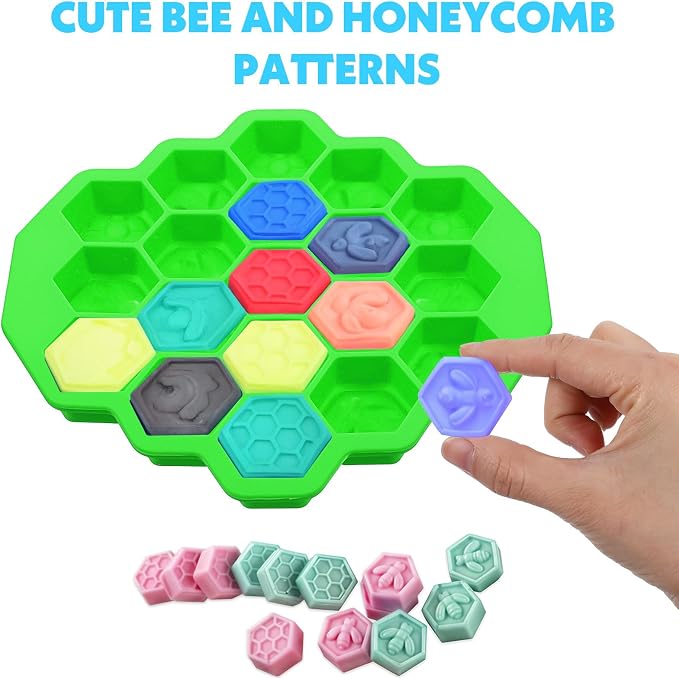 19 Cavity Honeycomb Silicone Mold, Food Grade Bee Silicone Baking Mold, Non-Stick Gummy Molds for Chocolate, Candy, Jelly, Ice Cube, Soap Making (Green) - Image 4