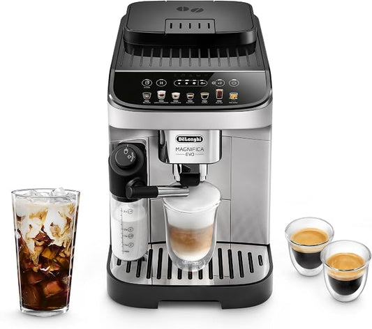De'Longhi Magnifica Evo Automatic Espresso Machine, Milk Frother, Silver | #1 Worldwide Espresso Machine Maker, 7 One-Touch Recipes, Frother, Built-In Grinder, Craft Personalized Signature Drink by Unknown