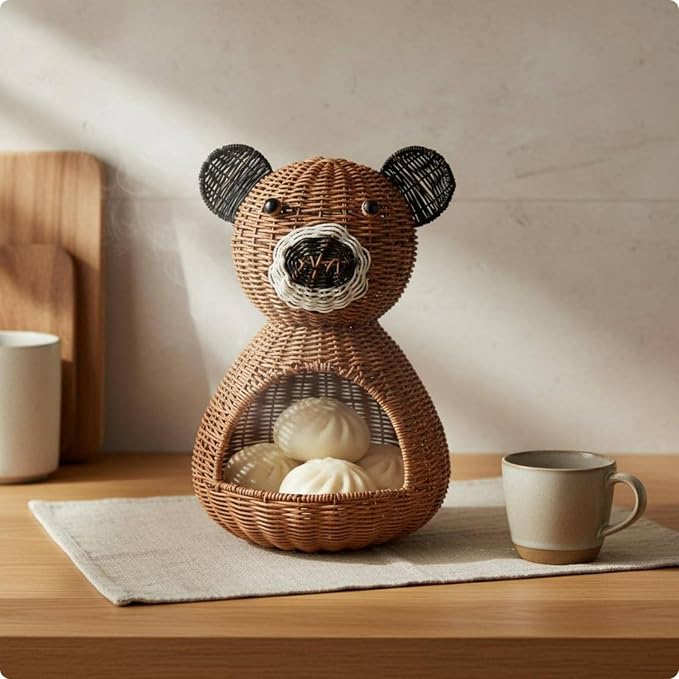 Bear Storage Basket Animal Basket Woven Organizer Decorative Bin PP Material With Open Front For Home Tidying Suitable for coffee tables shelves - Image 6