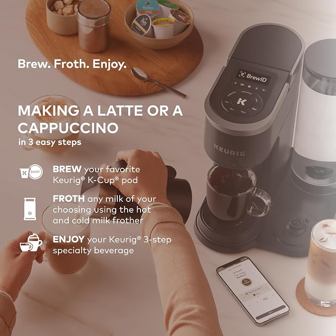 Keurig K-Café SMART Single Serve Coffee Maker with WiFi Compatibility, Latte and Cappuccino Machine with Built-In Frother, 6 Brew Sizes, Black | WiFi Compatibility, Latte, Cappuccino Machine with Built-In Frother, 6 Brew Sizes - Image 6