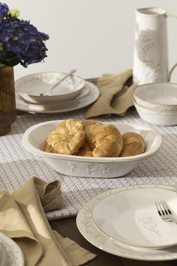 Lenox Homespun Stoneware Serving Bowl | dishwasher safe, microwave safe | for bread, salad, or fruit | entertaining | 3 inch, 58oz, gift for women - Image 3