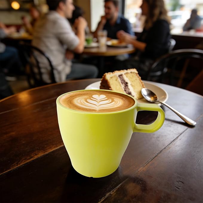10 oz Coffee cups Eco-Friendly, Shatter-Resistant Mug with Hanging Ears | Thickened Porcelain-Like Material | Suitable for Both Commercial and Home use(6-pack) (Green) - Image 4