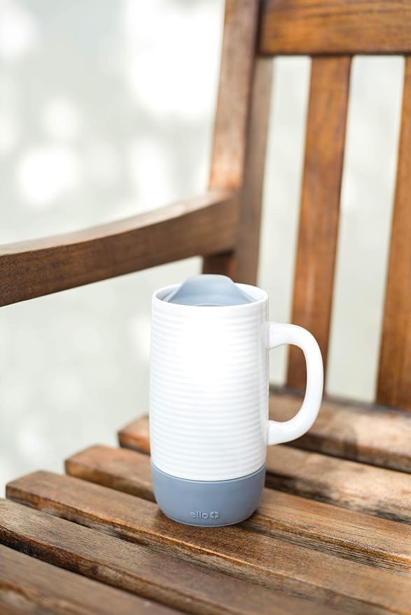 Ello Jane 18oz Ceramic Travel Mug with Handle, Splash-Resistant Slider Lid and Built-in Coaster, Perfect for Coffee and Tea, BPA Free, Dishwasher Safe, Holiday Gift Her Him, Gray (Pack of 12) - Image 7
