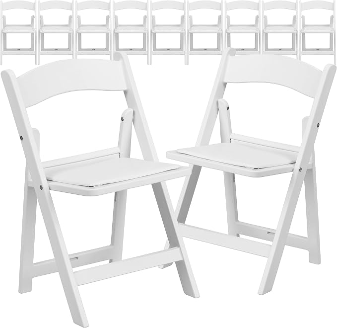 Flash Furniture Hercules Series Kids Padded Folding Chairs for Children, Children's Event Seats with 264-lb. Static Weight Capacity, Set of 11, White | White Vinyl Padded Seat by FlashFurniture