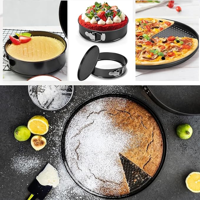 Round Cake Pan Sets for Baking Cake Decorating Supplies: 4 Non-Stick Springform Pans Set (4, 7,9,10 inches), Icing Tips, Cake Leveler – Multi-functional Leak-Proof CheeseCake Pan - Image 5