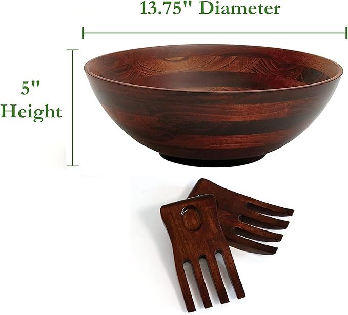 Lipper International Cherry Wood Salad Bowl Set