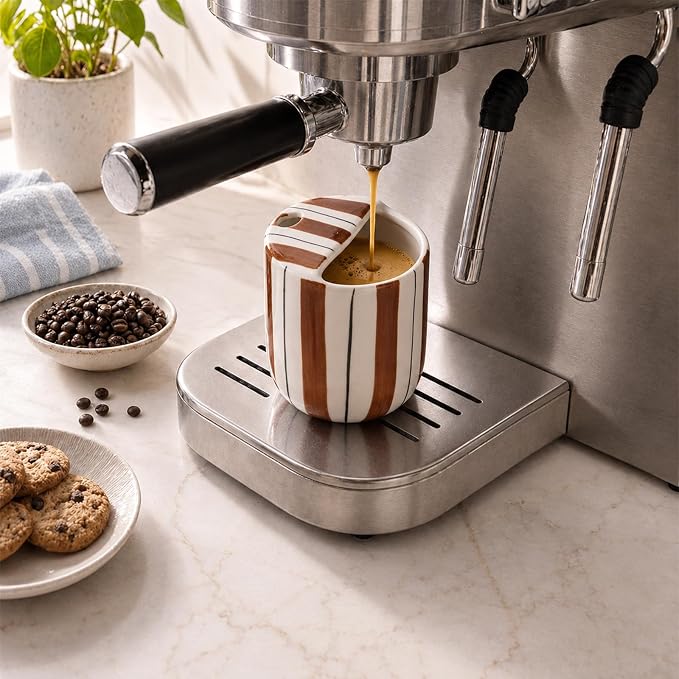 1 Pcs Ceramic Mug with Sip Hole 10 oz Novelty Brown Black Striped Coffee Mug Hand Painted Ceramic Cup Heat Resistant Non Slip Built in One Lid Handcraft Mugs for Coffee Lovers Gift - Image 5