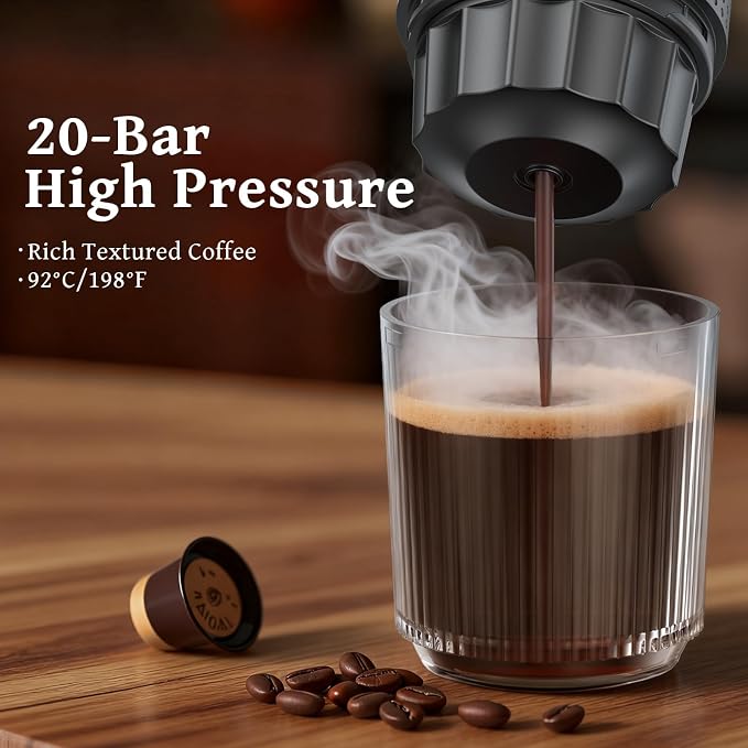 USB-C Self-Heating Portable Espresso Maker for Ground Coffee & Capsules | Compact travel coffee cup, ideal for car, RV, hiking, camping and office outdoor coffee brewing - Image 2