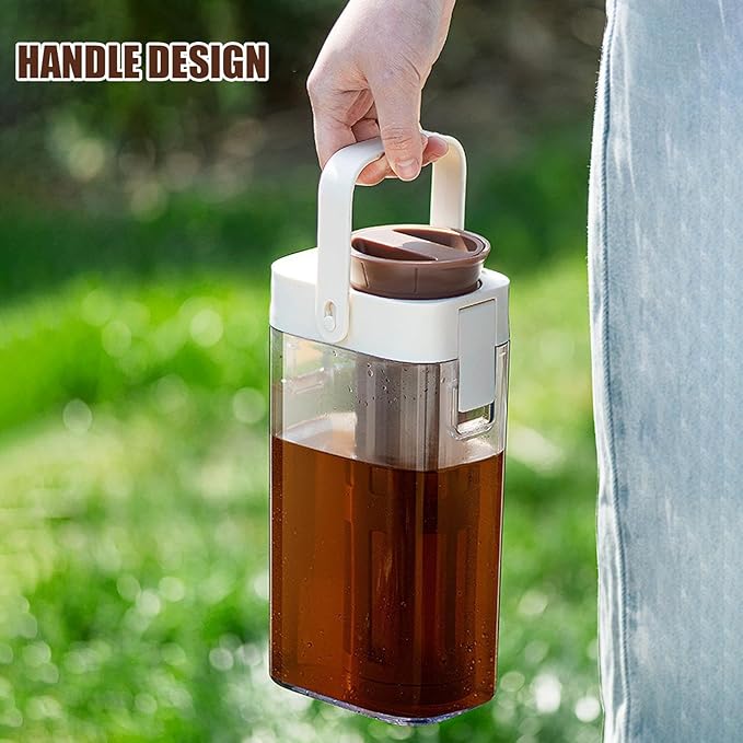 Cold Brew Coffee Pitcher - 1 Liter Leakproof Jar with Handle, Lid, and Easy-Pour Spout, Ideal for Making Iced Coffee, Tea, Fruit Infusions, Milk or Water, Perfect for Home, Cafe, Apartment