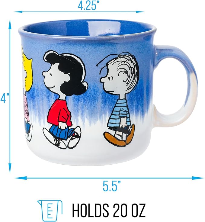 Silver Buffalo Peanuts Charlie Brown, Reactive Glaze Camper Mug, 20oz | Ceramic, Lucy, Sally, Woodstock and Linus, 0.59 Liters - Image 2