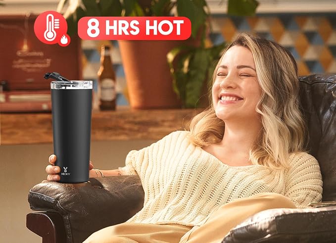 Meoky 24 oz Insulated Travel Coffee Mug: Leak Proof Lid, Night | Stainless Steel Coffee Tumbler, Keeps Hot for 8 Hours or Cold for 24 Hours, Fits in Car Cup Holder, BPA Free - Image 2