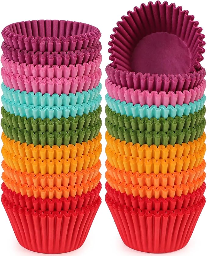 Caperci Colorful Mini Cupcake Liners 350 Counts - Grease-Proof Small Muffin Baking Cups, Odorless, Upgraded & Food Grade Paper Cupcake Wrappers by Caperci