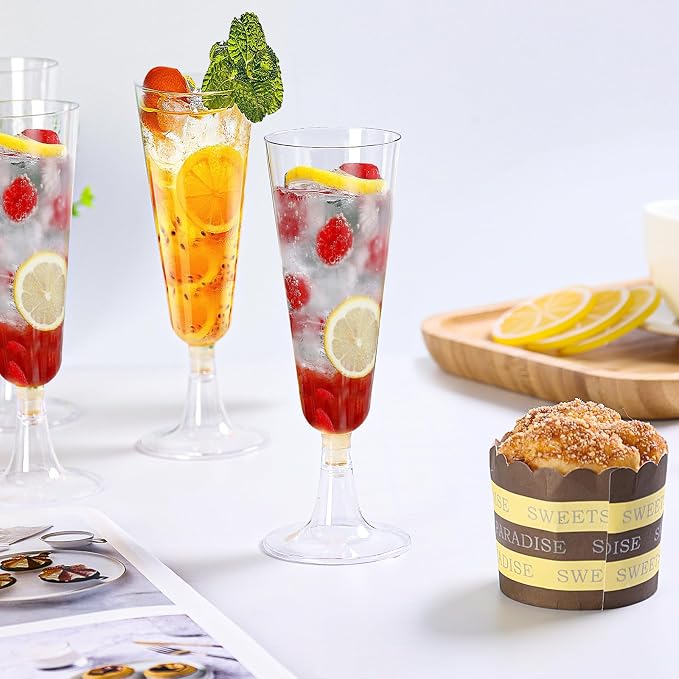 SUREHOME Plastic Champagne Flutes Disposable Champagne Glasses 20 Pack 5 Oz Clear Plastic Mimosa Glasses Acrylic Wedding Toasting Cups for Graduation Birthday Party Supplies 2026 Bar Cocktail Cups - Image 3