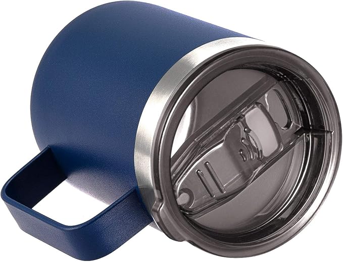 12 oz Insulated Travel Coffee Mug with Handle, Navy | Stainless Steel Coffee Tumbler with Lid, Double Wall Vacuum Thermal Cup for camping - Image 3