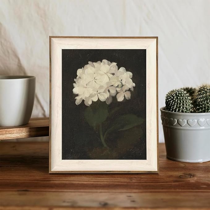XOCUUI Unframed Vintage Wall Art for Living Room, Flowers Painting Canvas Prints Shelf Decor for Kitchen, Aesthetic Bedroom Wall Art, Christmas Gifts for Friends or Family (White Hydrangea 8"x10") - Image 7