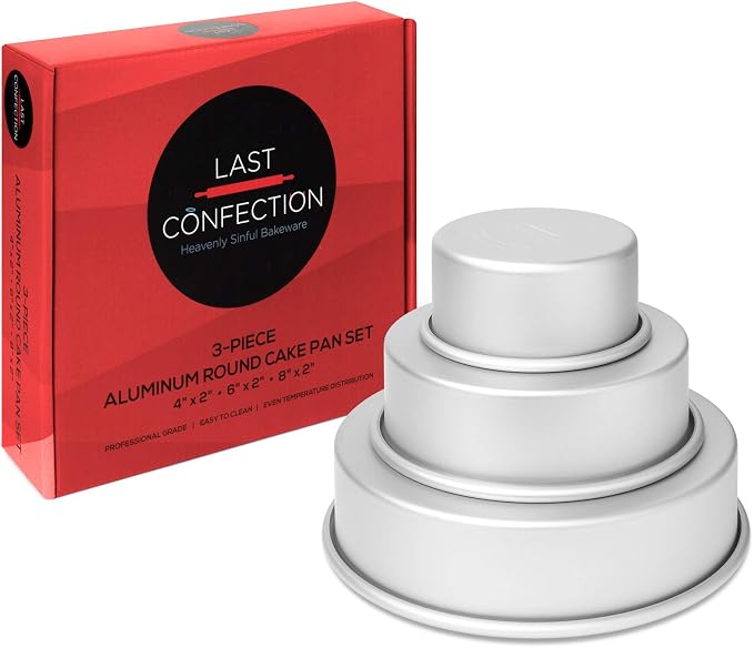 3-Piece Round Cake Pan Set - Includes 4 x 2, 6 x 2 and 8 x 2 Inch Anodized Aluminum Layer Cake Pans Baking Tins - Image 4