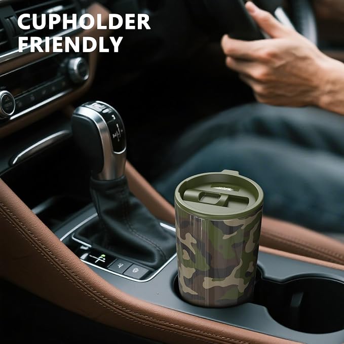 TILUCK 20 oz Insulated Coffee Tumbler with BPA-Free Lid | Travel Coffee Mug, Dishwasher Safe, Cup Holder Friendly, Double-Wall Vacuum Insulation for Hot & Cold Drinks, Camouflage - Image 4