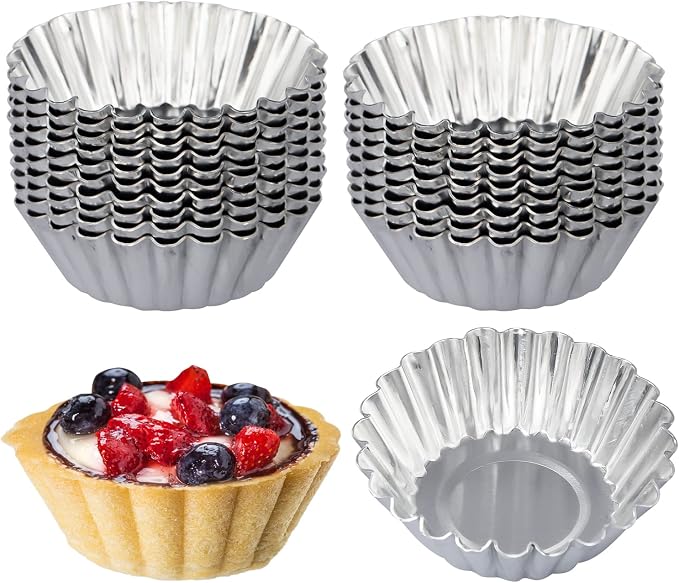 20 Pack Egg Tart Pans, 2.6 x 0.8in Small Metal Cupcake Pans Pie Cookie Muffin Tins Reusable Baking Mold Cups by ISKYBOB