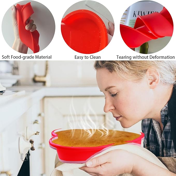 Heart Silicone Cake Pans - Non-Stick, Reusable Molds for Cheesecake, Brownies & More - Perfect for Valentine's Day (1 Pack)