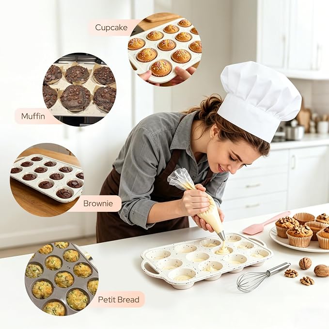 2 Pack Silicone Muffin Pans, 12 Cup Cupcake Pan with Metal Reinforced Frame | 3 Baking Tools Included, Nonstick Molds for Homemade Muffins, Cupcakes, Egg Bites, Oven & Dishwasher Safe - Image 6