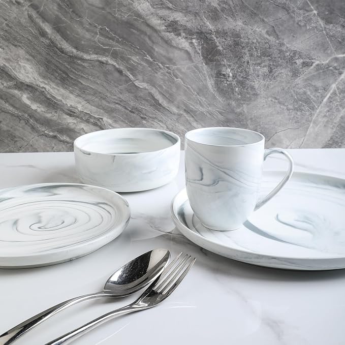 Stone Lain Brighton 16-Piece Dinnerware Set Porcelain, Gray - Image 6