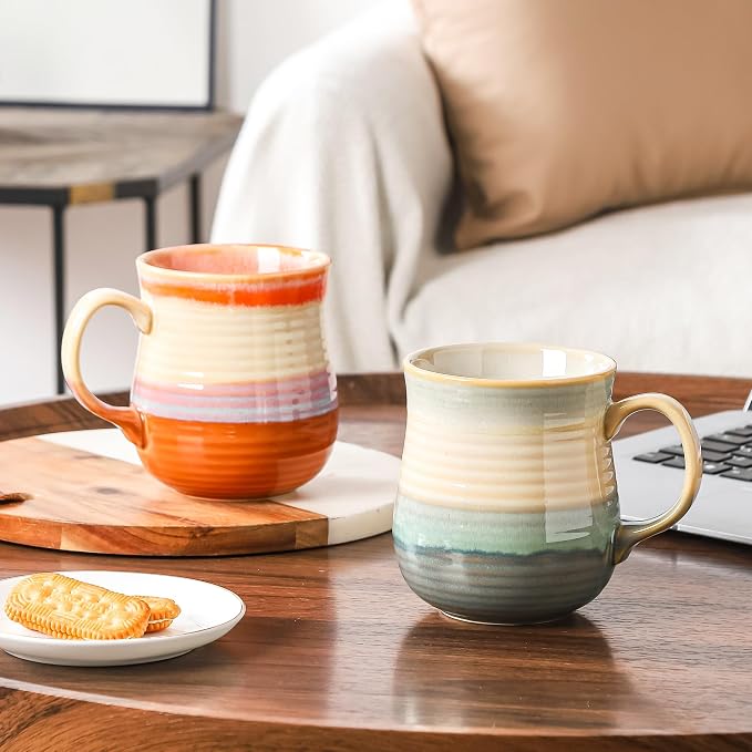 21 oz Large Ceramic Coffee Mugs, Handmade Tea Cups with Handle | Pottery Mug Handmade for Office and Home, for Men and Women, Dishwasher and Microwave Safe, Great Gift, Orange - Image 5
