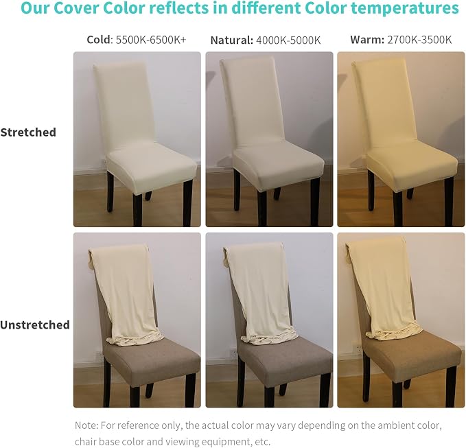 Fuloon 6 Pack Super Fit Stretch Removable Washable Short Dining Chair Protector Cover Seat Slipcover for Hotel, Dining Room, Ceremony, Banquet Wedding Party - Image 3