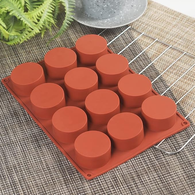 Newk Cylinder Silicone Mold, 4 Packs 12-Cavity Round Cylinder Mold for Cake Pops, Soap Mold, Chocolate Cookie mold, Bath Bomb, Cheesecake, Chocolate Cover Mold