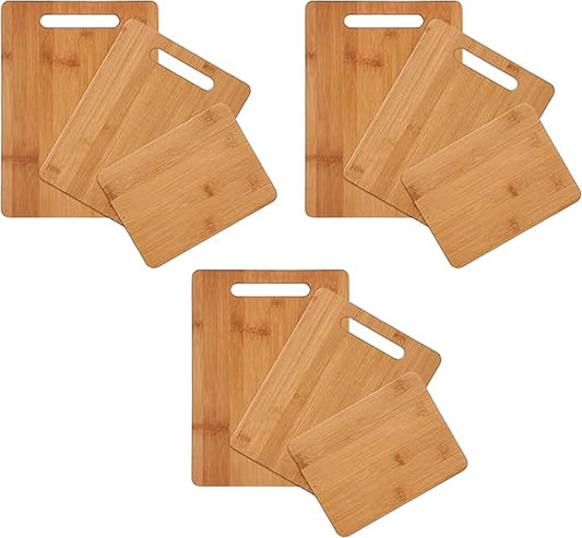 Farberware 3-Piece Wood Cutting Board Set,Reversible Chopping Boards for Meal Prep and Serving,Charcuterie Boards,Wooden Cutting-Boards with Built-in Handles,Set of 3 Assorted Sizes,Bamboo,(Pack of 3) by Farberware