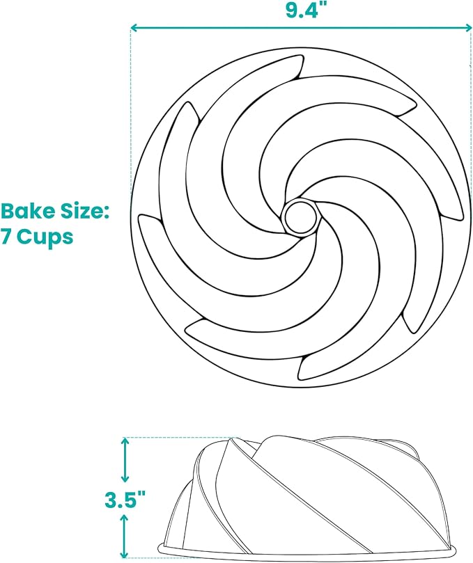Baker's Secret Nonstick Fluted Cake Pans, Perfect for Fluted Cakes, Die Cast Aluminum Cake Pans, 2 Layers Non-stick Coating For Easy Release, Cake Pan - Cast Aluminum Collection (Marissa) - Image 2