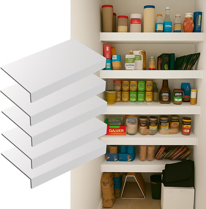 White 40x12in 5-Pack Faux Wood Shelf Covers for Wire Shelving – Cut with Utility Knife, No Tools, Waterproof & Fireproof – for Pantry, Closet, Laundry, Bathroom, Basement by Gideio