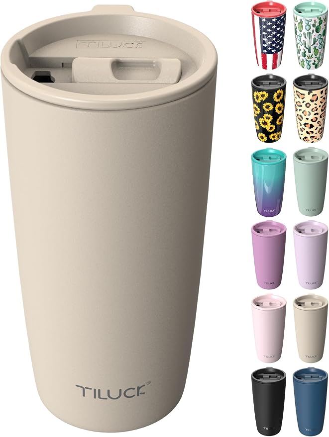 TILUCK 20 oz Insulated Coffee Tumbler with BPA-Free Lid | Travel Coffee Mug, Dishwasher Safe, Cup Holder Friendly, Double-Wall Vacuum Insulation for Hot & Cold Drinks,Matte MistyGray by TILUCKBringsGoodLuck