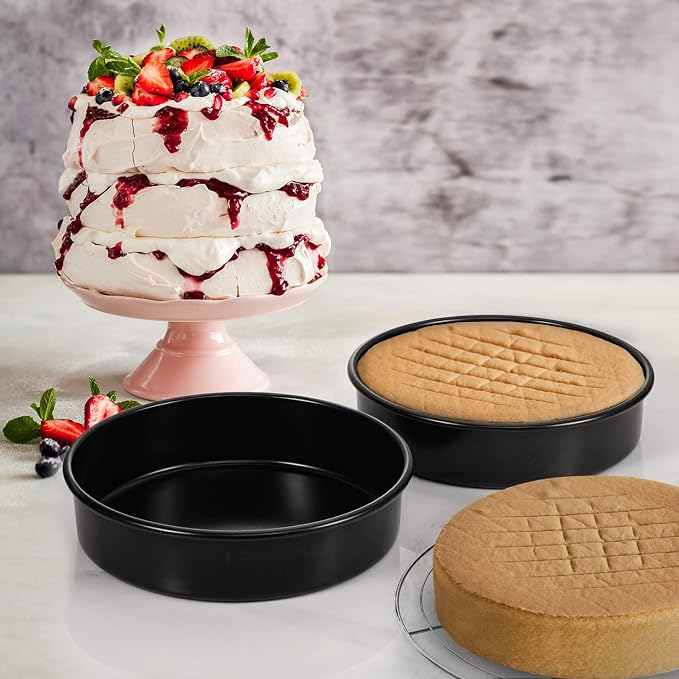HIWARE 9-Inch Round Cakes Pan Set with 60 Pieces Parchment Paper Rounds, Nonstick Baking Cake Pans, Dishwasher Safe - Set of 2 - Image 6