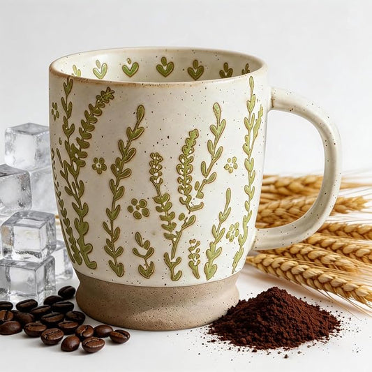 18oz Coffee Mug Gift for Women Mom Her - Rustic Handmade Coffee Cup | Microwave & dishwasher safe. Mug for latte, cocoa, tea, milk, milkshake. Home office essential. Great gift for mom or her by hujgeis