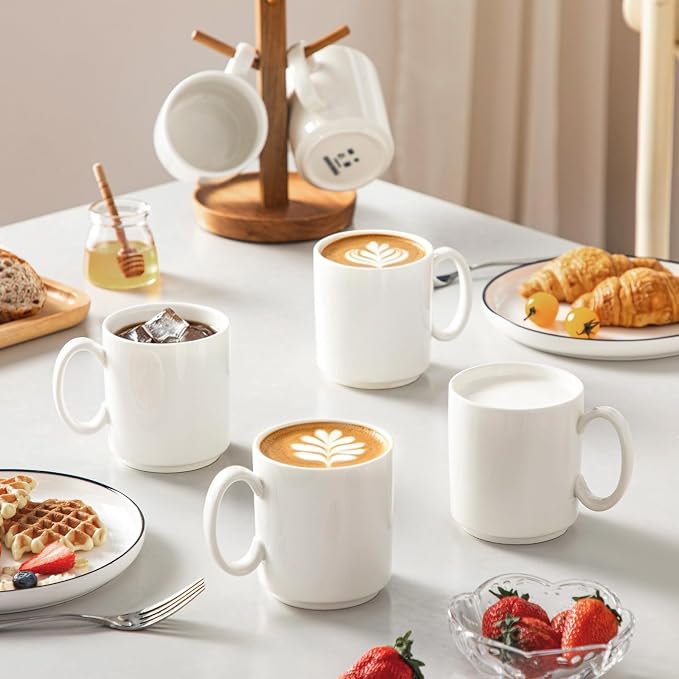 vancasso Porcelain Coffee Mugs Set of 6, 16 oz Coffee Cups for Latte, Cappuccino, Tea & Hot Cocoa, Modern Minimalist Mug Set for Home & Office, Microwave & Dishwasher Safe, White - Image 6