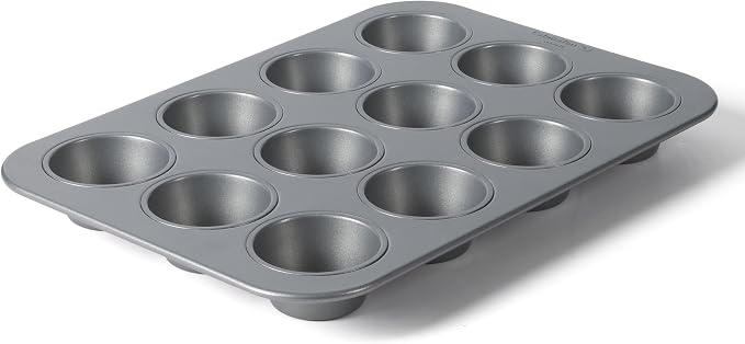 Calphalon Titan Steel Core PFA Free Nonstick 12 Cup Cupcake Muffin Pan, Heavy Duty Carbon Steel Bakeware for Even Heating, Oven Safe Muffin Tray for Cupcakes, Muffins by Unknown