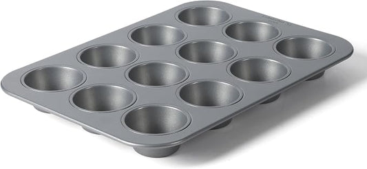 Calphalon Titan Steel Core PFA Free Nonstick 12 Cup Cupcake Muffin Pan, Heavy Duty Carbon Steel Bakeware for Even Heating, Oven Safe Muffin Tray for Cupcakes, Muffins by Unknown