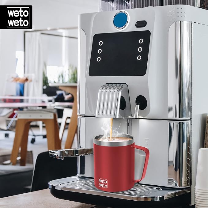 WETOWETO 14 oz Coffee Mug, Vacuum Insulated Camping Mug with Lid, Double Wall Stainless Steel Travel Tumbler Cup, Coffee Mugs Outdoor, Powder Coated Harvest Red - Image 5