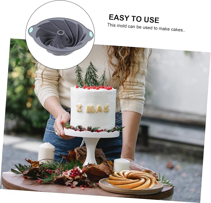 SECFOU Light Grey Silicone Spiral Cake Mold Non-stick Savarin Baking Tool Diy Baking Tray for Oven Use Easy Clean Safe for Long-term Use - Image 7