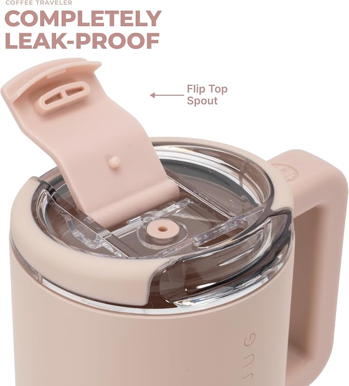 HydroJug Coffee Traveler 20oz Ceramic-Lined Mug with Handle, Dusty Rose - Image 4