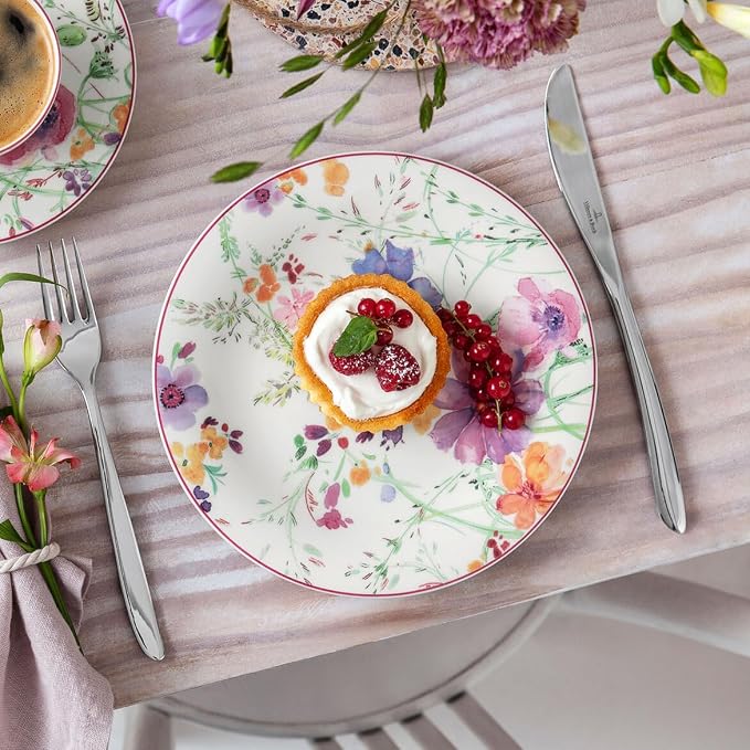 Villeroy & Boch - Mariefleur Basic Breakfast Plates, Set of 6, 21 cm, Premium Porcelain, White/Multi-Coloured, 10-4100-2640-6 - Image 2