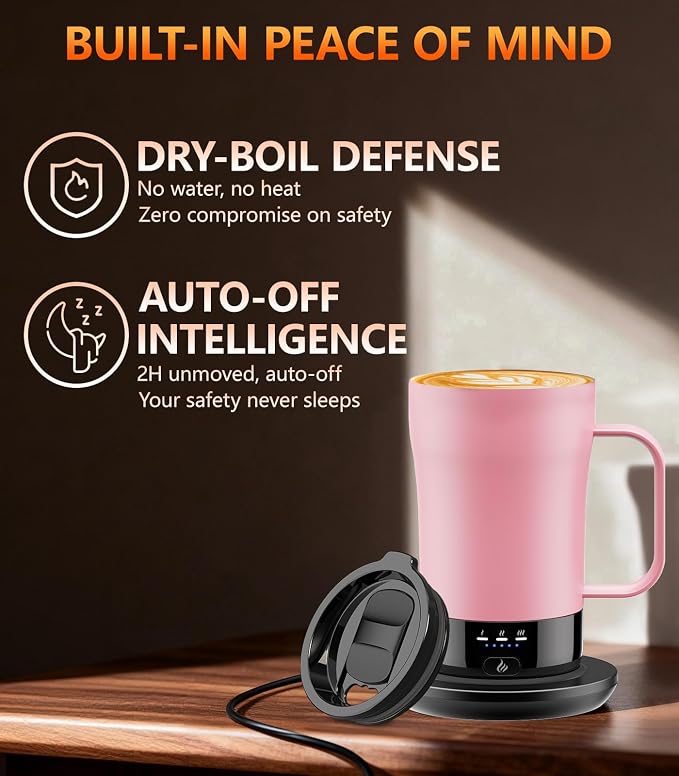 Self-Heating Coffee Mug, 14oz Heated Coffee Mug - Rechargeable Temperature Control Coffee Mug Keep Coffee Hot, Smart Mug Great Gift for Coffee Lovers & Slow Sippers - Image 5