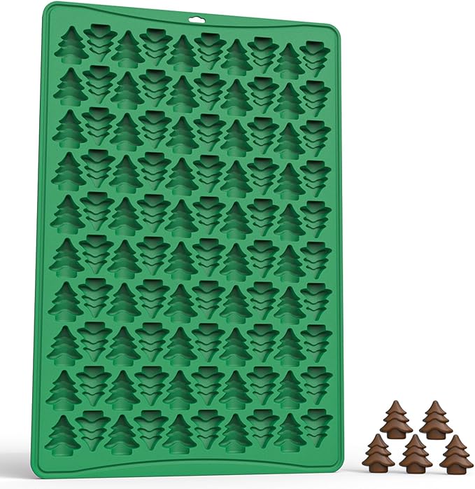 Christmas Silicone Molds 100-Cavities 3D Xmas Tree Chocolate Mold Christmas Theme Chocolate Candy Moulds Homemade Cute Chocolate Mold for Winter Party Candy Pudding Jelly Making