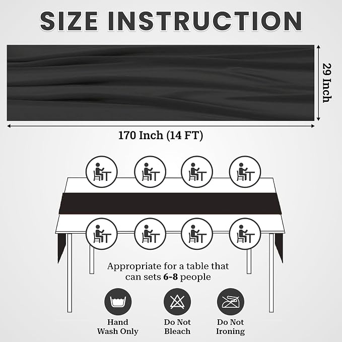 Pack of 10 | Black |14ft Chiffon Table Runner 29x170 Inches Long Romantic Rustic Sheer Gauze Runner for Wedding Bridal Shower Birthday Banquets Engagement Spring Easter Boho Decorations - Image 3