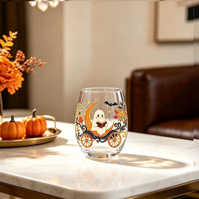 Glass Pumpkin Mugs 400ml Stemless Ghost Pumpkin Wine Glass Mugs | Aesthetic Halloween Glassware for Coffee Tea Juice Soda Water Beverage Holiday Autumn Thanksgiving Home - Image 6