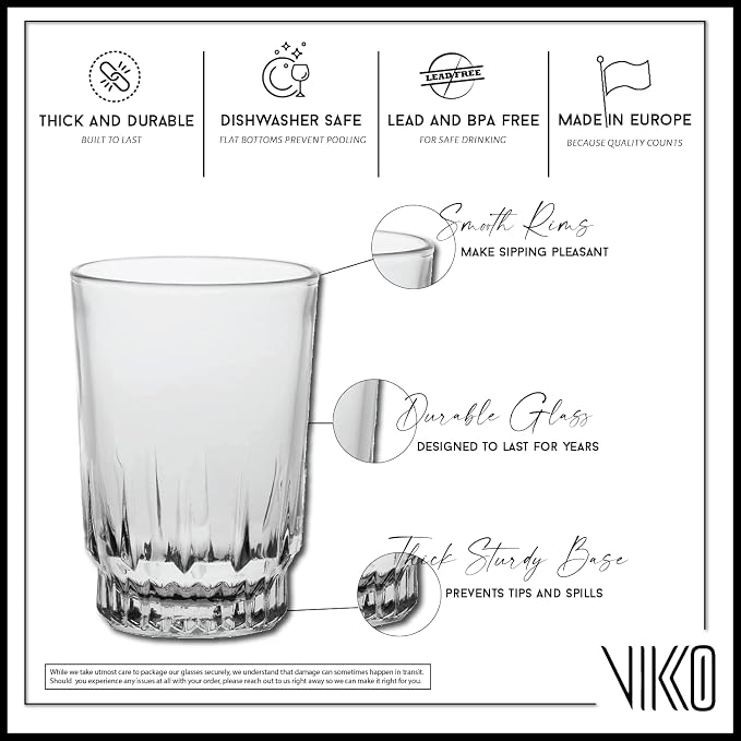 Vikko SMALL Juice Glasses Cup, Heavy Base Glassware, 5 Ounce Clear Glass Tumbler, 2.4 Inches Wide by 3.5 Inches High, Orange Juice, Water, Kids Glass Drinking Glasses for Tasting - Image 3