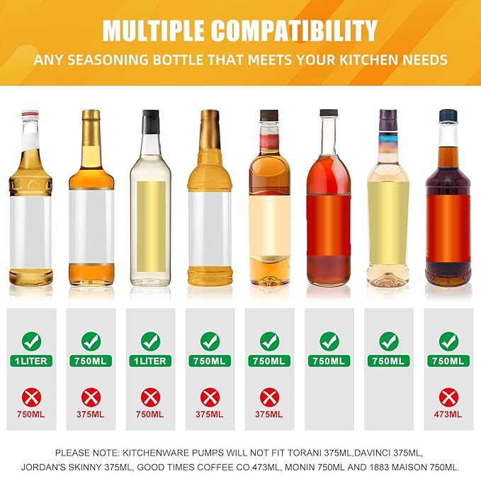 12 Pcs Syrup Pump, Gold Coffee Syrup Pumps with 20 Pcs Red Lid, Coffee Syrups Dispenser for Bottles, Drinks, Dessert, Tea(750 ML 25.4 OZ Bottles)