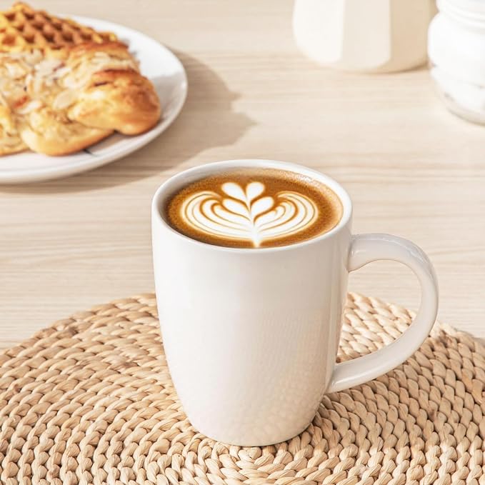 vancasso White Ceramic Coffee Mug Set of 6, 16 Oz Tea Cups with Handle for Latte, Tea, Cappuccino, Milk, Cocoa, Microwave&Dishwasher Safe - Image 7