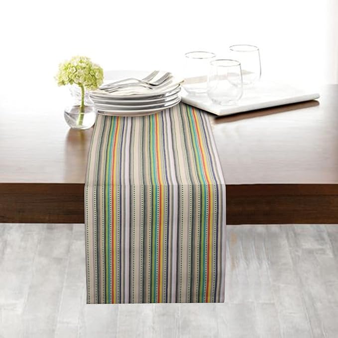 Urban Villa Table Runner Cotton Heavier Quality 14x72 Multi Stripe - Image 3